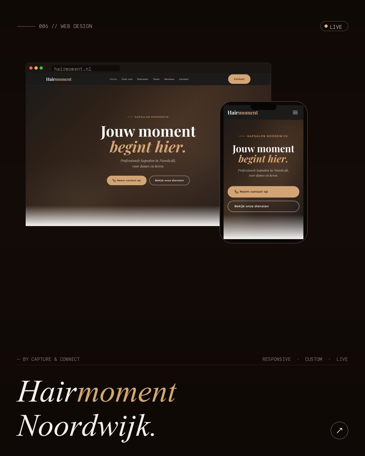 Hairmoment · Hair Salon Noordwijk — Web Design content by Capture & Connect